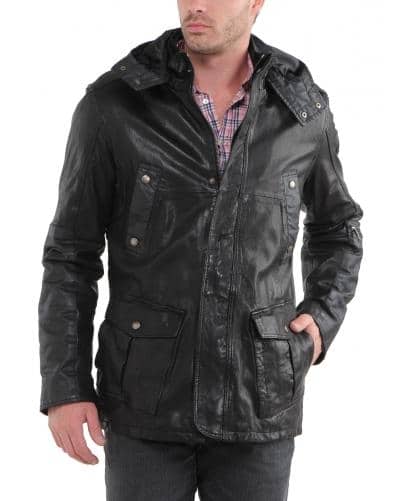 veste en cuir noir pour homme chevignon